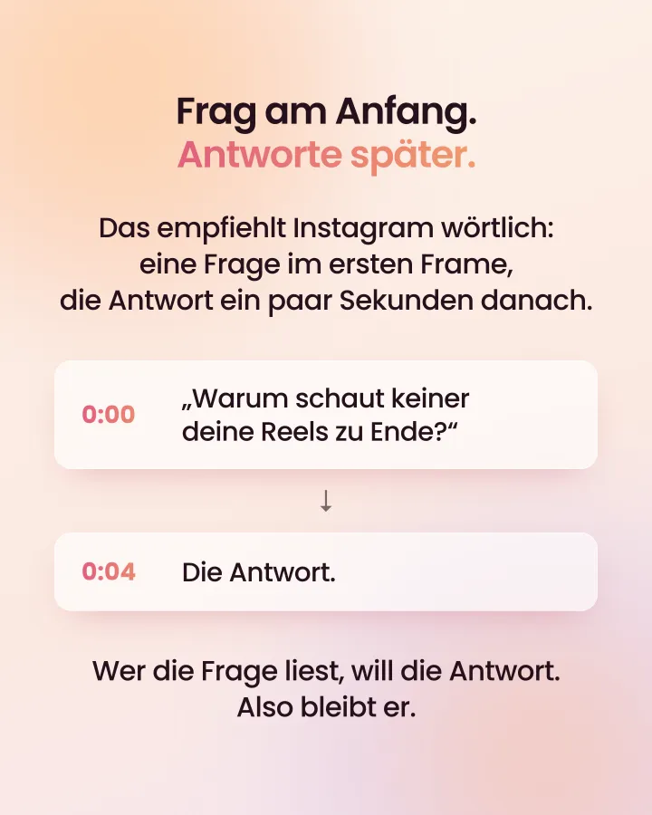 Frag am Anfang, antworte später: Bei 0:00 die Frage, bei 0:04 die Antwort.